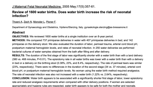 Italy 2005 Waterbirths Compared