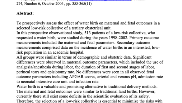 Water birth, more than a trendy alternative: a prospective, observational study