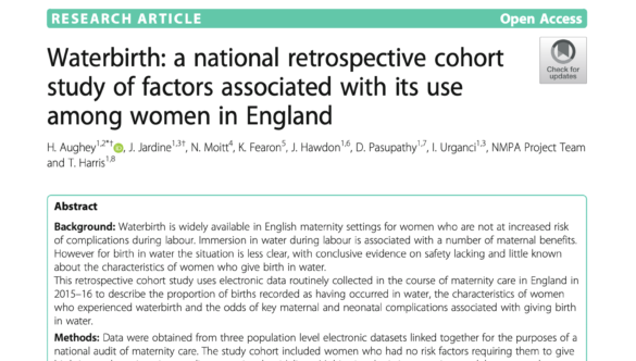 Waterbirth: a national retrospective cohort study of factors associated with its use among women in England