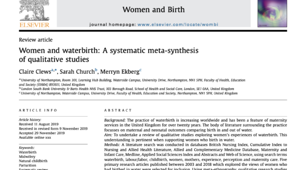 Women and waterbirth: A systematic meta-synthesis of qualitative studies.