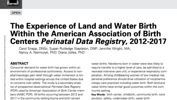 The Experience of Land and Water Birth Within the American Association of Birth Centers Perinatal Data Registry – 2012-2017