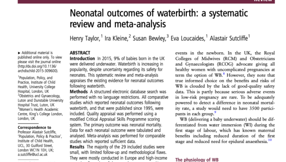 Neonatal outcomes of waterbirth: a systematic review and meta-analysis